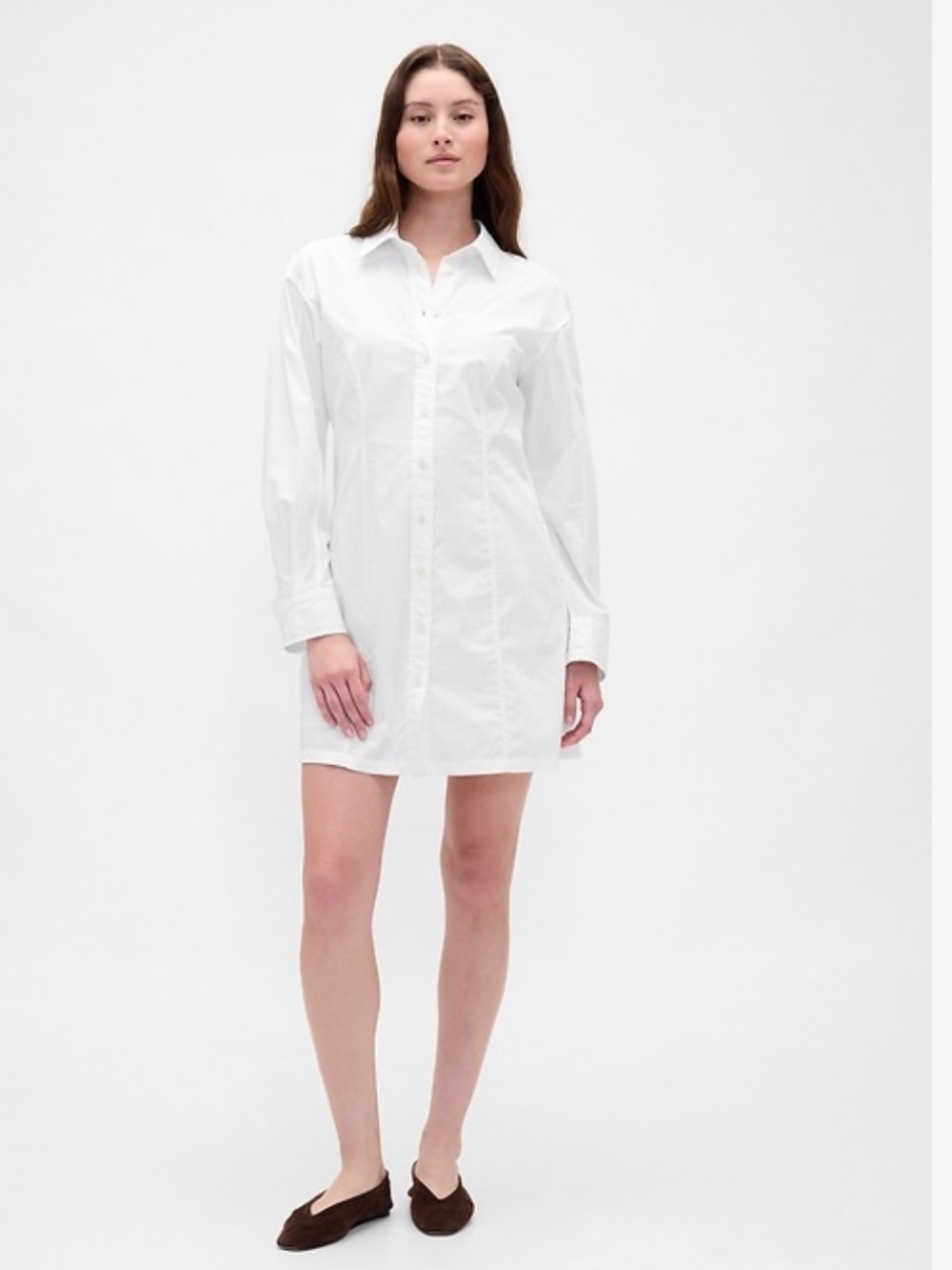 NWT GAP White Long Sleeve Button-Down Shirt dress cotton size M Long